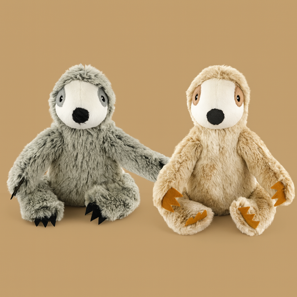 PetNovus Snuggle Sloth Plush Pet Toy Duo with Squeakers