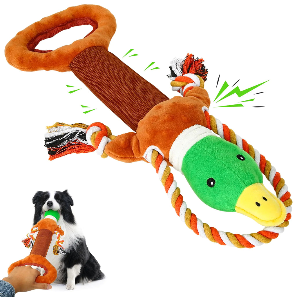 PetNovus Squeaky Tug Duck Toy for Dogs